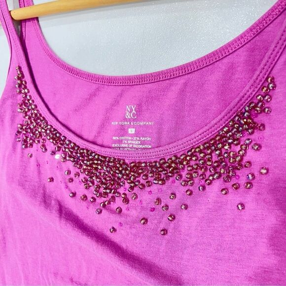 New York & Company Pink beaded tank top - Picture 3 of 7